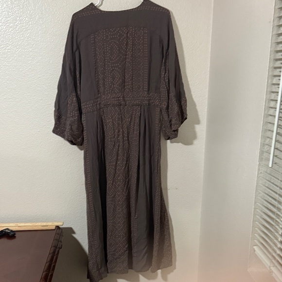 Free people modern Kimono maxi dress  batik Brown Women's Dress Sz 6 - Picture 6 of 9